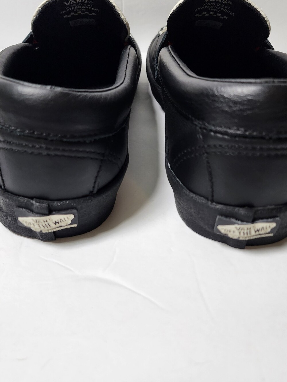 Vans Skate Loafer Black And White Color Way Leather Slip On Mens Size 9 - Picture 6 of 9